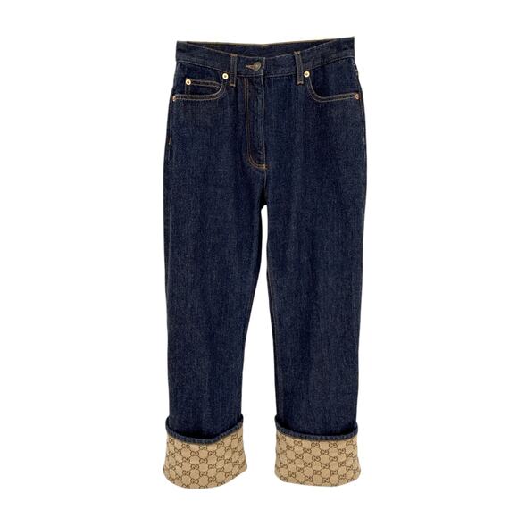 GUCCI Denim Pants with GG Supreme Canvas Cuff 24 - Picture 3 of 16